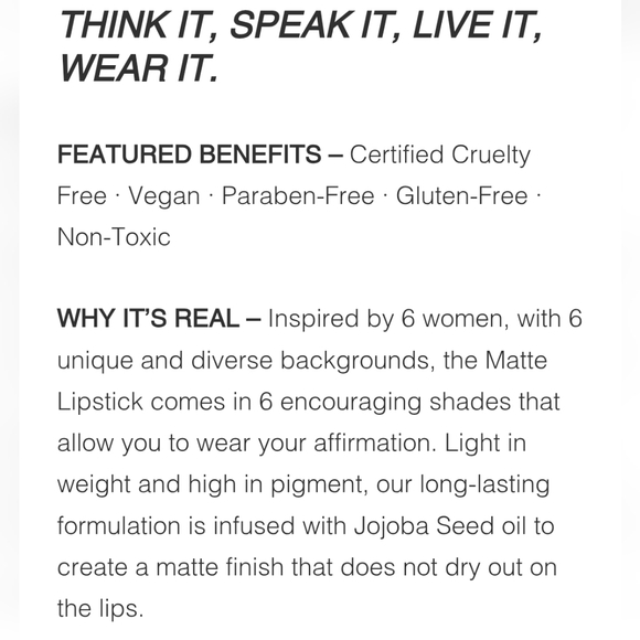 REALHER Dark Natural I'm Enough Lipstick NIB - Picture 6 of 7